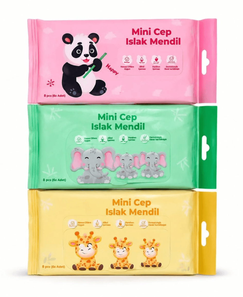 ISLAK MENDİL CEP MENDİLİ 8Lİ FİGÜRLÜ KL*70PK