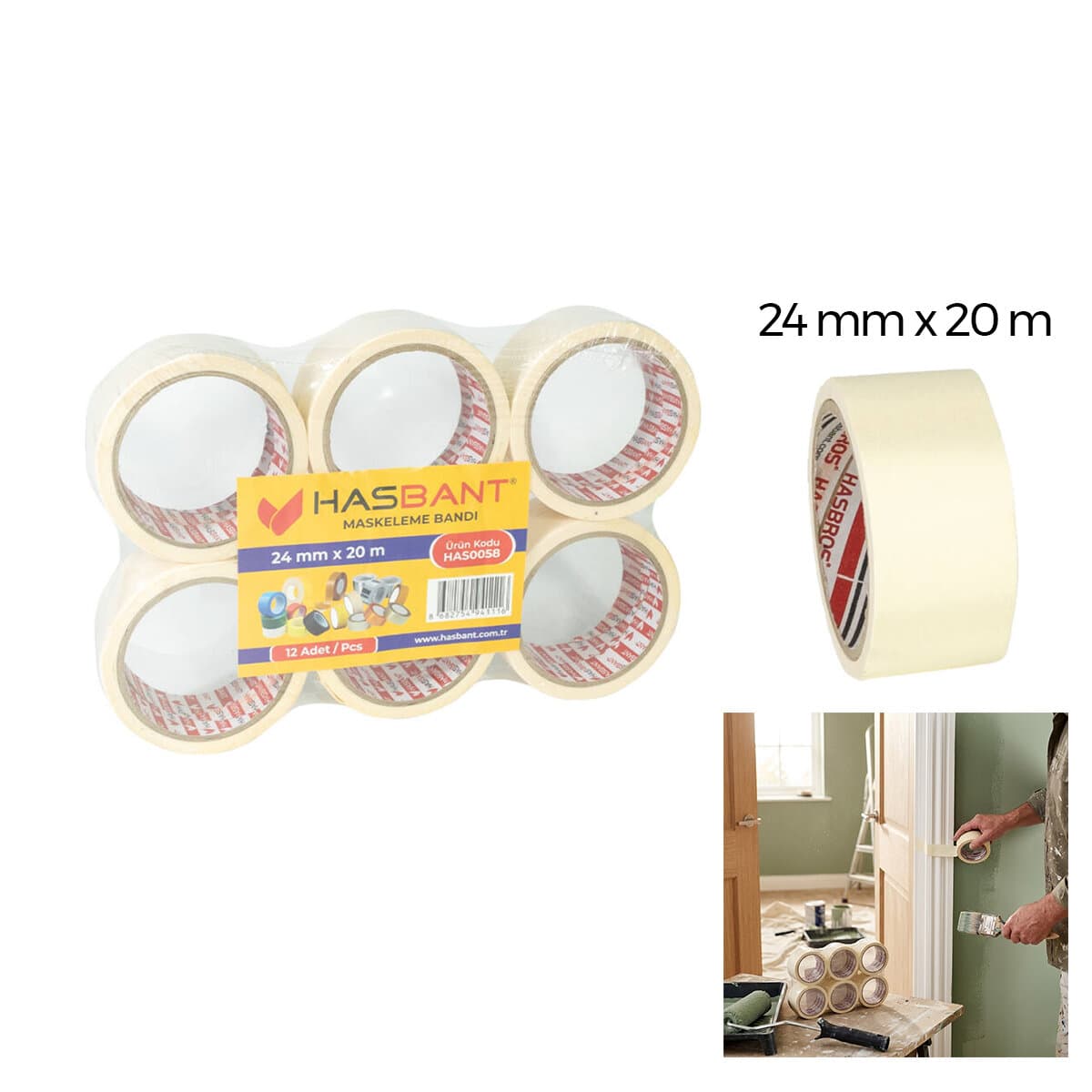 Maskeleme Bandı 24mm (48'li Koli)